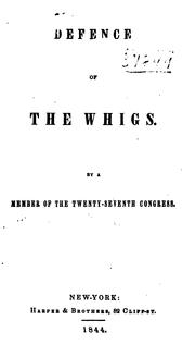 Cover of Defence of the Whigs