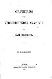 Grundriss der vergleichenden Anatomie by Carl Gegenbaur