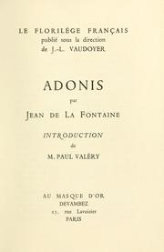 Cover of: Adonis: Introd. de Paul Valéry.