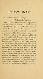 Cover of: An historical address delivered at the unveiling of the monument erected by the state of Maryland to the memory of Leonard Calvert: the first governor of Maryland