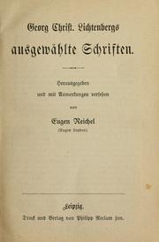 Cover of: Georg Christ.: Lichtenbergs ausgewählte Schriften.