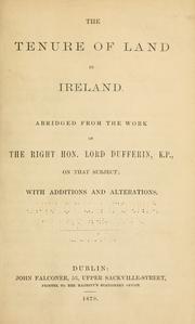 Cover of: The tenure of land in Ireland.