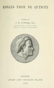 Cover of: Essays. by Thomas De Quincey