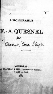 Cover of: L' honorable F.-A. Quesnel