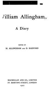 Cover of: William Allingham: a diary