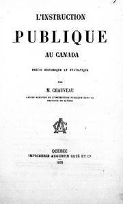 Cover of: L' instruction publique au Canada by Pierre-Joseph-Olivier Chauveau