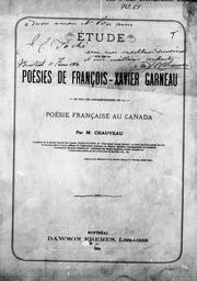 Cover of: Étude sur les poésies de François-Xavier Garneau,et sur les commencements de la poésie française au Canada by Pierre-Joseph-Olivier Chauveau