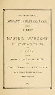 Cover of: The Worshipful Company of Pattenmakers. by George Lambert