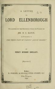 A letter to Lord Ellenborough by Percy Bysshe Shelley