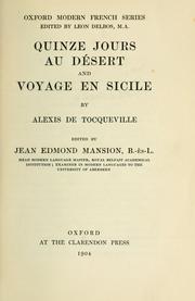 Cover of: Quinze jours au désert and Voyage en Sicile