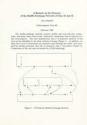 Cover of: A remark on the planarity of the shuffle-exchange network of sizes 16 and 32.