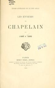 Cover of: ennemis de Chapelain.