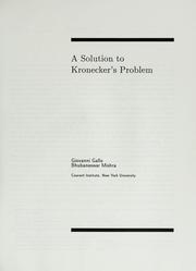 Cover of: A solution to Kronecker's problem. by Giovanni Gallo