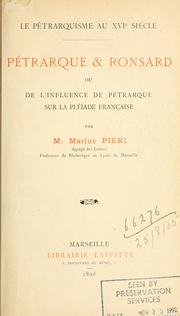 Cover of: Le pétrarquisme au 16e siècle by Marius Piéri