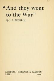Cover of: "And they went to the war,"