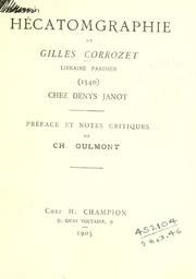 Cover of: Hécatomgraphie, 1540, chez Denys Janot: préf. et notes critiques de Ch. Oulmont.