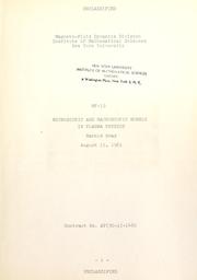 Front cover of Microscopic and macroscopic models in plasma physics by Harold Grad