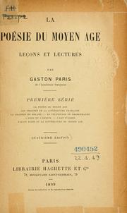 Cover of: poésie du moyen âge: leçons et lectures.