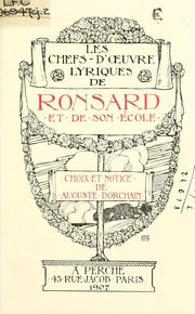 Cover of: chefs-d'vre lyriques de Pierre de Ronsard et de son école.