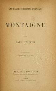 Cover of: Montaigne. by Paul Stapfer