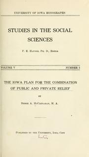 Cover of: The Iowa plan for the combination of public and private relief