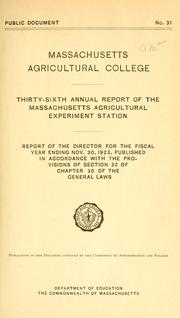 Cover of: Annual report of the Massachusetts Agricultural Experiment Station.