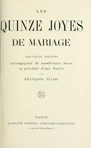 Cover of: Les quinze joyes de mariage. by Antoine de La Sale