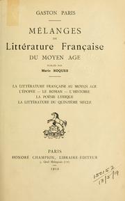 Cover of: Mélanges de littérature française du Moyen Age, publiés par Mario Roques by Gaston Paris