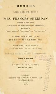 Cover of: Memoirs of the life and writings of Mrs. Frances Sheridan by Alicia Lefanu