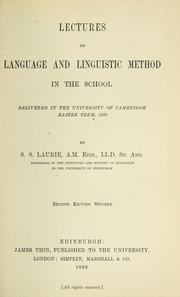 Cover of: Lectures on language and linguistic method in the school.