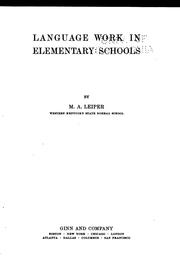 Cover of: Language work in elementary schools