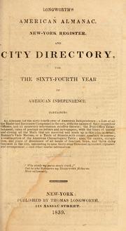 Cover of: Longworth's American almanac: New-York register and city directory