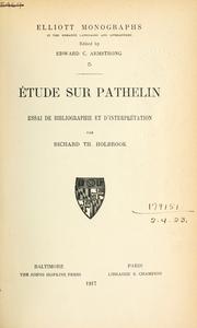 Cover of: Étude sur Pathelin: essai de bibliographie et d'interprétation