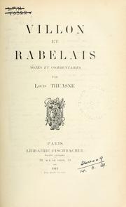Cover of: Villon et Rabelais: notes et commentaires.