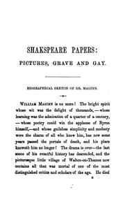 Cover of: Shakspeare papers: Pictures grave and gay ...