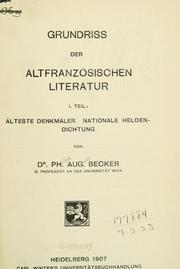 Cover of: Grundriss der altfranzösischen Literatur.