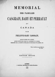 Cover of: Mémorial des familles Casgrain, Baby et Perrault du Canada