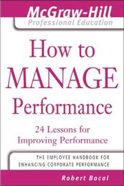 Cover of: How to Manage Performance  by Robert Bacal, Robert Bacal