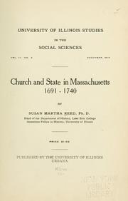 Church and state in Massachusetts, 1691-1740 by Stifler, Susan Reed