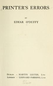 Cover of: Printer's errors by Eimar O'Duffy