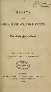 Cover of: Essays on the origin, doctrines, and discipline of the early Irish church