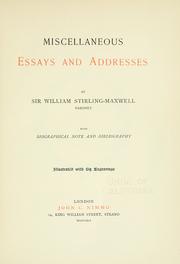 Cover of: Miscellaneous essays and addresses.: Also biographical note and bibliography.