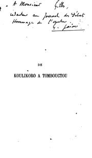 Cover of: De Koulikoro à Tombouctou sur la canonniere "Le Mage."