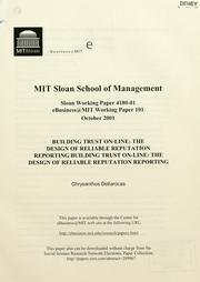 Cover of: Building trust on-line: the design of reliable reuptation reporting building trust on-line : the design or reliable reputation reporting