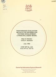 Cover of: Performance evaluation metrics for information systems development by Rajiv D. Banker, Rajiv D. Banker