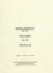 Cover of: Empirical research on software maintenance, 1981-1990