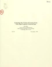 Cover of: Estimating the variance parameter from noisy high frequency financial data