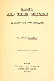 Cover of: Names: and their meaning