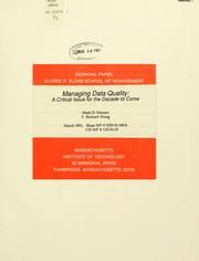 Cover of: Managing data quality: a critical issue for the decade to come