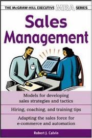 Cover of: Sales Management by Robert J. Calvin, Robert Calvin